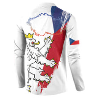 Czechia Independence Day Button Sweatshirt National Flag Brush Style and Bohemia Lion