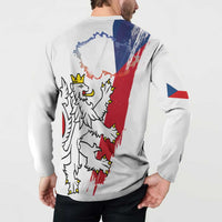 Czechia Independence Day Button Sweatshirt National Flag Brush Style and Bohemia Lion