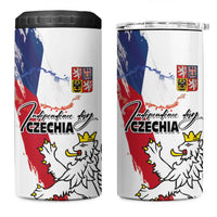 Czechia Independence Day 4 in 1 Can Cooler Tumbler National Flag Brush Style and Bohemia Lion