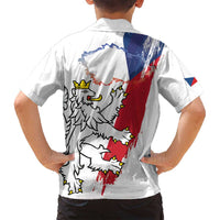 Czechia Independence Day Family Matching Long Sleeve Bodycon Dress and Hawaiian Shirt National Flag Brush Style and Bohemia Lion