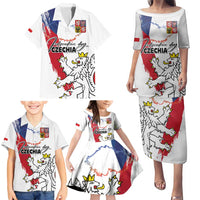 Czechia Independence Day Family Matching Puletasi and Hawaiian Shirt National Flag Brush Style and Bohemia Lion