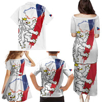 Czechia Independence Day Family Matching Puletasi and Hawaiian Shirt National Flag Brush Style and Bohemia Lion