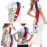 Czechia Independence Day Family Matching Short Sleeve Bodycon Dress and Hawaiian Shirt National Flag Brush Style and Bohemia Lion