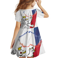 Czechia Independence Day Kid Short Sleeve Dress National Flag Brush Style and Bohemia Lion