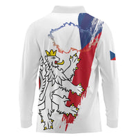 Czechia Independence Day Long Sleeve Polo Shirt National Flag Brush Style and Bohemia Lion