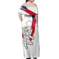 Czechia Independence Day Off Shoulder Maxi Dress National Flag Brush Style and Bohemia Lion