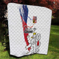 Czechia Independence Day Quilt National Flag Brush Style and Bohemia Lion