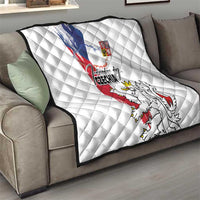 Czechia Independence Day Quilt National Flag Brush Style and Bohemia Lion