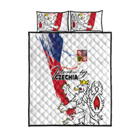 Czechia Independence Day Quilt Bed Set National Flag Brush Style and Bohemia Lion