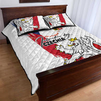 Czechia Independence Day Quilt Bed Set National Flag Brush Style and Bohemia Lion