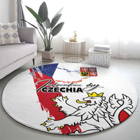Czechia Independence Day Round Carpet National Flag Brush Style and Bohemia Lion