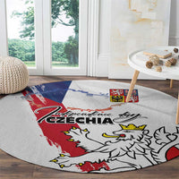 Czechia Independence Day Round Carpet National Flag Brush Style and Bohemia Lion