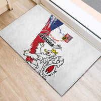 Czechia Independence Day Rubber Doormat National Flag Brush Style and Bohemia Lion