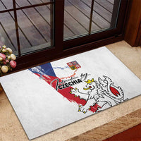 Czechia Independence Day Rubber Doormat National Flag Brush Style and Bohemia Lion
