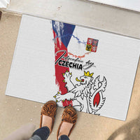 Czechia Independence Day Rubber Doormat National Flag Brush Style and Bohemia Lion
