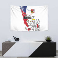 Czechia Independence Day Tapestry National Flag Brush Style and Bohemia Lion