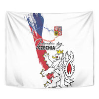 Czechia Independence Day Tapestry National Flag Brush Style and Bohemia Lion