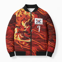 South Korea National Football Custom Bomber Puffer Jacket Tigers of Asia Fierce Abstract Flame-Inspired