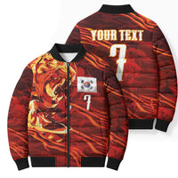 South Korea National Football Custom Bomber Puffer Jacket Tigers of Asia Fierce Abstract Flame-Inspired