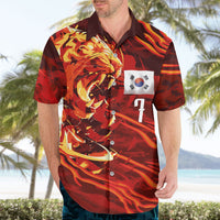 South Korea National Football Custom Hawaiian Shirt Tigers of Asia Fierce Abstract Flame-Inspired