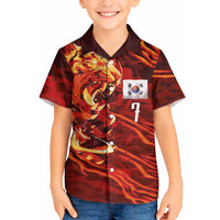 South Korea National Football Custom Hawaiian Shirt Tigers of Asia Fierce Abstract Flame-Inspired