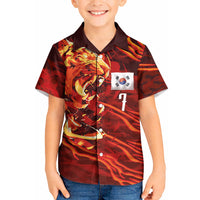 South Korea National Football Custom Kid Hawaiian Shirt Tigers of Asia Fierce Abstract Flame-Inspired