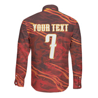 South Korea National Football Custom Long Sleeve Button Shirt Tigers of Asia Fierce Abstract Flame-Inspired