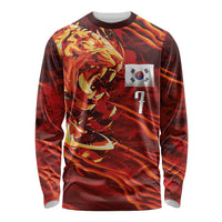 South Korea National Football Custom Long Sleeve Shirt Tigers of Asia Fierce Abstract Flame-Inspired