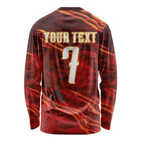 South Korea National Football Custom Long Sleeve Shirt Tigers of Asia Fierce Abstract Flame-Inspired