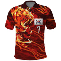 South Korea National Football Custom Polo Shirt Tigers of Asia Fierce Abstract Flame-Inspired