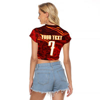 South Korea National Football Custom Raglan Cropped T Shirt Tigers of Asia Fierce Abstract Flame-Inspired