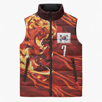 South Korea National Football Custom Sleeveless Puffer Jacket Tigers of Asia Fierce Abstract Flame-Inspired