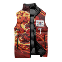 South Korea National Football Custom Sleeveless Puffer Jacket Tigers of Asia Fierce Abstract Flame-Inspired