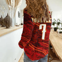 South Korea National Football Custom Women Casual Shirt Tigers of Asia Fierce Abstract Flame-Inspired