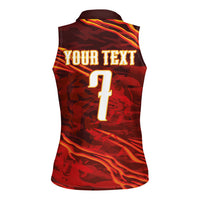 South Korea National Football Custom Women Sleeveless Polo Shirt Tigers of Asia Fierce Abstract Flame-Inspired