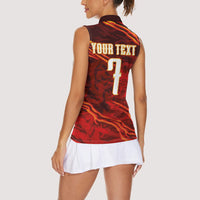 South Korea National Football Custom Women Sleeveless Polo Shirt Tigers of Asia Fierce Abstract Flame-Inspired