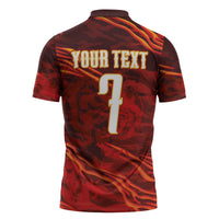 South Korea National Football Custom Zipper Polo Shirt Tigers of Asia Fierce Abstract Flame-Inspired