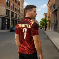 South Korea National Football Custom Zipper Polo Shirt Tigers of Asia Fierce Abstract Flame-Inspired