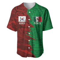 South Korea and Mexico National Football Custom Baseball Jersey Taegeuk Warriors with El Tricolor Grunge Split Style