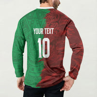 South Korea and Mexico National Football Custom Button Sweatshirt Taegeuk Warriors with El Tricolor Grunge Split Style