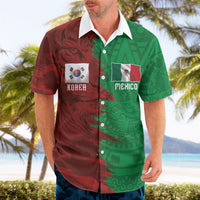South Korea and Mexico National Football Custom Hawaiian Shirt Taegeuk Warriors with El Tricolor Grunge Split Style