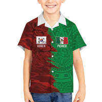 South Korea and Mexico National Football Custom Hawaiian Shirt Taegeuk Warriors with El Tricolor Grunge Split Style