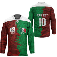 South Korea and Mexico National Football Custom Hockey Jersey Taegeuk Warriors with El Tricolor Grunge Split Style