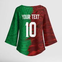 South Korea and Mexico National Football Custom Kimono Sleeve Blouse Taegeuk Warriors with El Tricolor Grunge Split Style