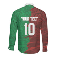 South Korea and Mexico National Football Custom Long Sleeve Button Shirt Taegeuk Warriors with El Tricolor Grunge Split Style