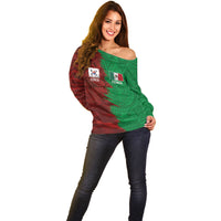 South Korea and Mexico National Football Custom Off Shoulder Sweater Taegeuk Warriors with El Tricolor Grunge Split Style