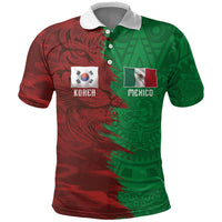 South Korea and Mexico National Football Custom Polo Shirt Taegeuk Warriors with El Tricolor Grunge Split Style