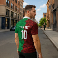 South Korea and Mexico National Football Custom Zipper Polo Shirt Taegeuk Warriors with El Tricolor Grunge Split Style