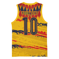 Ecuador National Football Custom Basketball Jersey Argyle Pattern With Grunge Flag Splatter Graphics