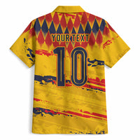 Ecuador National Football Custom Hawaiian Shirt Argyle Pattern With Grunge Flag Splatter Graphics